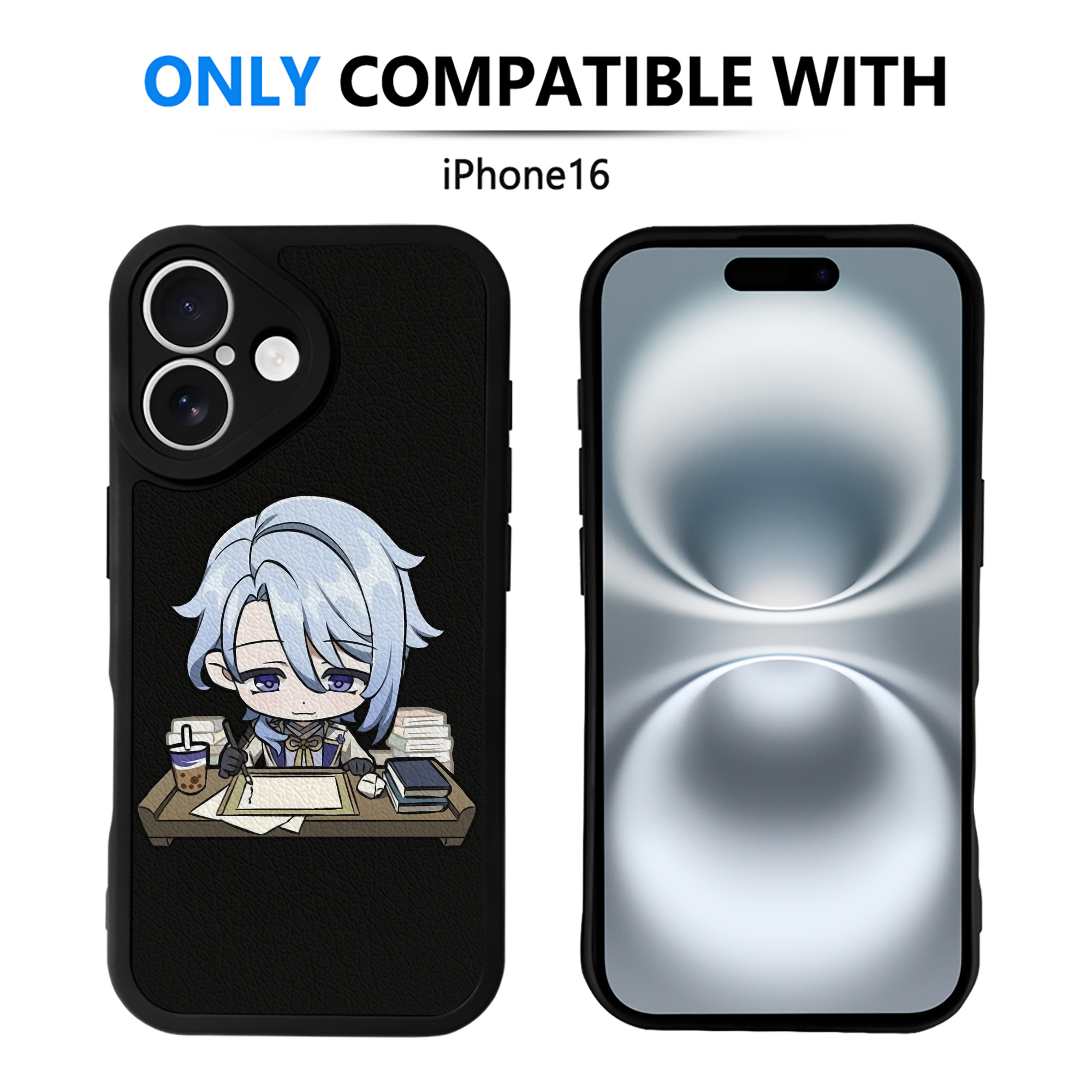 げんし神 神里綾人 かみさとあやと genshin Kamisato Ayato 【iPhone 16シリーズ対応】シリコンスマホケース（レザー調） 材質：シリコン
